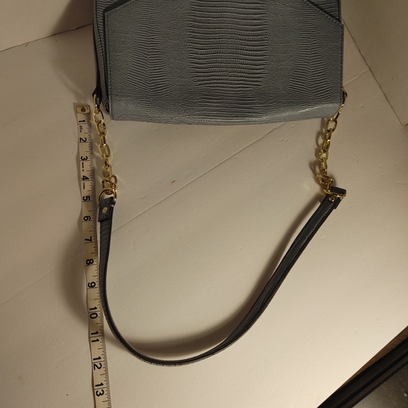 Anne Klein Leo Lizard Blue Shoulder bag Purse Gold Chain Hardware - Picture 10 of 14